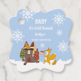 Etiquetas Para Recuerdos Fox Winter Snowflakes Baby Shower Gift