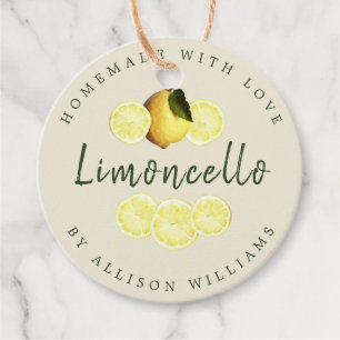 Etiquetas Para Recuerdos Frasco blanco antiguo de Limoncello casero persona