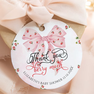 Etiquetas Para Recuerdos Fresa Berry Sweet Bow Baby Shower Gracias