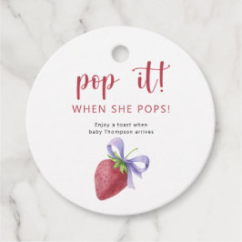 Etiquetas Para Recuerdos Fresa con lazo Pop it Cuando ella hace pop