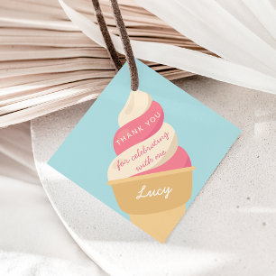 Etiquetas Para Recuerdos Fresa Helado Crema Swirl Niños Cumpleaños Gracias