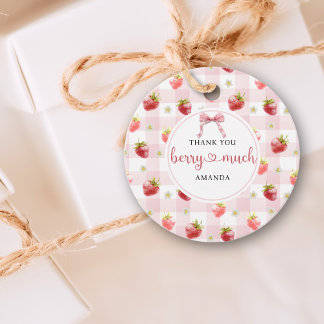 Etiquetas Para Recuerdos Fresa Roja Cuadrada Rosa Gracias Berry Mucho