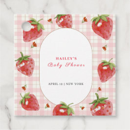 Etiquetas Para Recuerdos Fresa rosa Berry Sweet Gingham Baby Shower