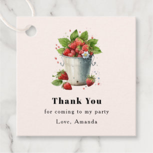 Etiquetas Para Recuerdos Fresas frescas recolectadas en un cubo gracias