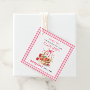 Etiquetas Para Recuerdos Fresas rosa Berry Primer Cumpleaños Gracias