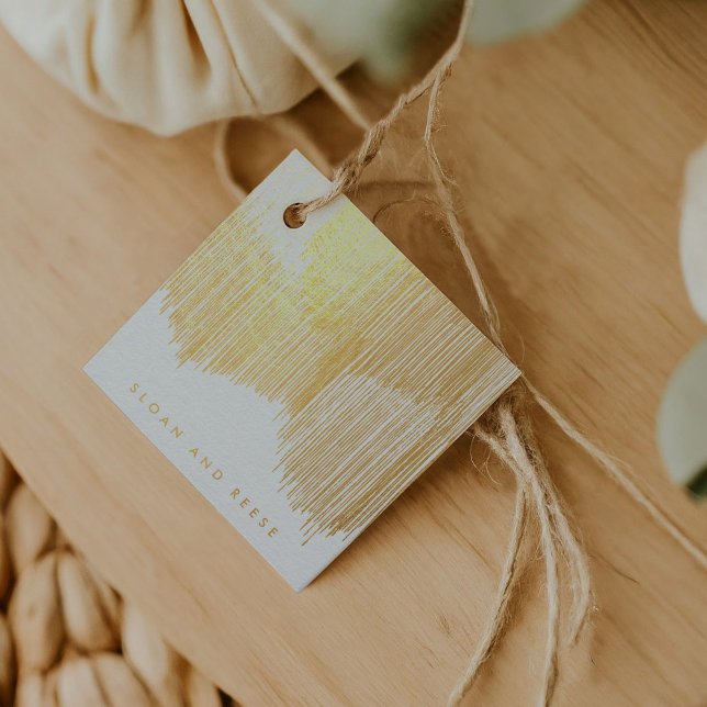 Etiquetas Para Recuerdos Fringe moderna (Modern Fringe Gold Foil Favor Tags)