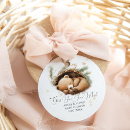 Etiquetas Para Recuerdos Frío fuera de Woodland Bear Baby Shower de inviern