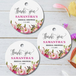 Etiquetas Para Recuerdos Fuchsia Floral  Bridal Shower  Favor Tags