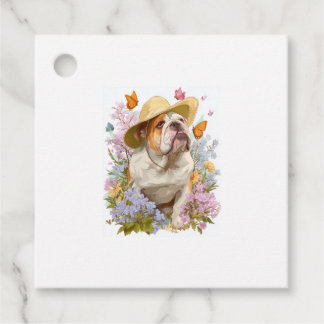 Etiquetas Para Recuerdos Garden Bulldog � Floral Funny Dog