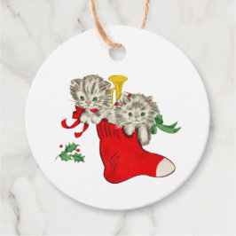 Etiquetas Para Recuerdos Gatitos Vintage de Navidad