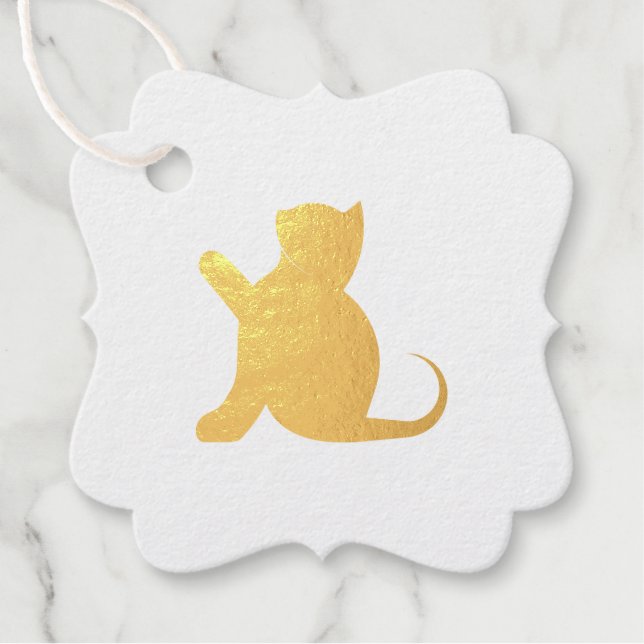 Etiquetas Para Recuerdos Gato diciendo hola (Anverso)