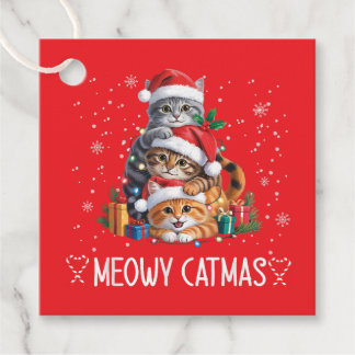 Etiquetas Para Recuerdos Gato Meowy Catmas Navidad Árbol de Navidad Xmas Di