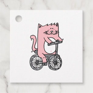 Etiquetas Para Recuerdos Gato montando la bicicleta