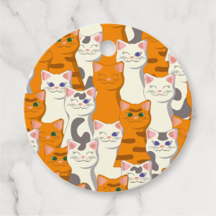 Etiquetas Para Recuerdos Gatos blancos y jengibre patrón ojos verdes ojos a