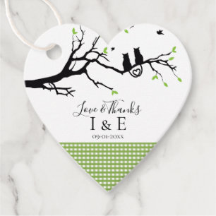Etiquetas Para Recuerdos Gatos románticos patrón de gingham verde lima boda