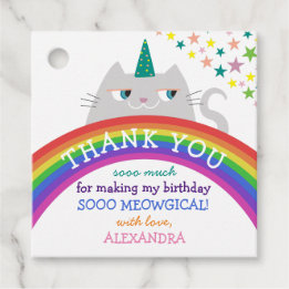 Etiquetas Para Recuerdos Gatos Unicornio Arcoíris Chicas Cumpleaños Gracias