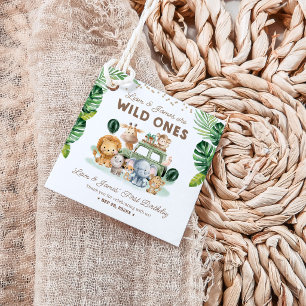 Etiquetas Para Recuerdos Gemelos Wild One Cumpleaños 1 Safari Animales