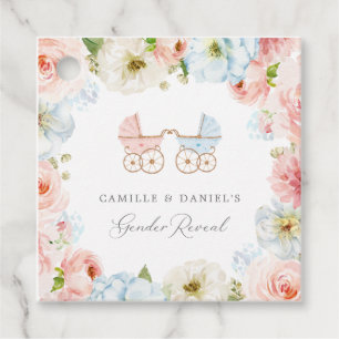 Etiquetas Para Recuerdos Género Revelar Baby Shower Azul y Rosa Gracias