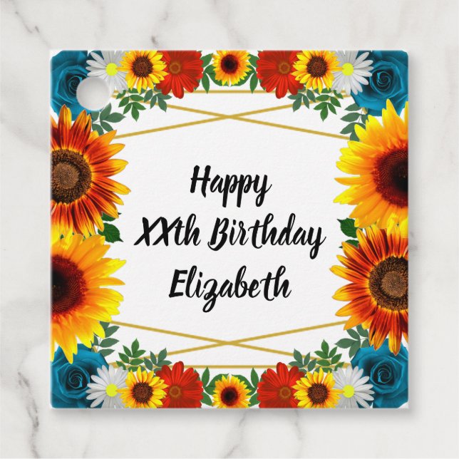 Etiquetas Para Recuerdos Geometría florística de verano en el patio trasero (Anverso)