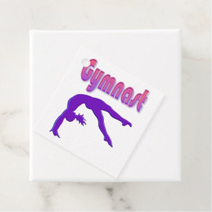 Etiquetas Para Recuerdos Gimnasta Poder Tumblando Metálico Púrpura
