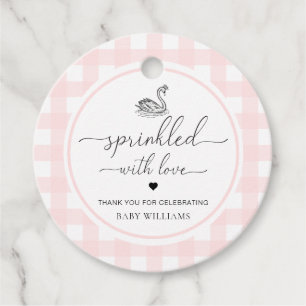 Etiquetas Para Recuerdos Gingham Rosa De Cisne Rota De Amor