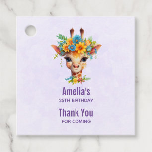 Etiquetas Para Recuerdos Giraffe cutánea con corona floral