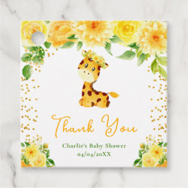 Etiquetas Para Recuerdos Giraffe Yellow Floral Baby Shower Gracias
