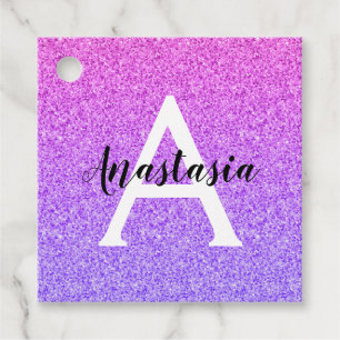 Etiquetas Para Recuerdos Girly Glam Ombre Purpurina púrpura Esparkles Monog
