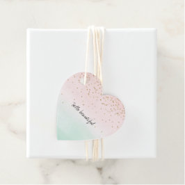 Etiquetas Para Recuerdos Girly Glam Rubor Pink Mint Gold Sparkle Confetti