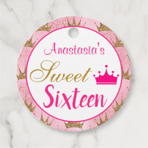 Etiquetas Para Recuerdos Girly Princess Hot Pink Gold Purpurina Dulce