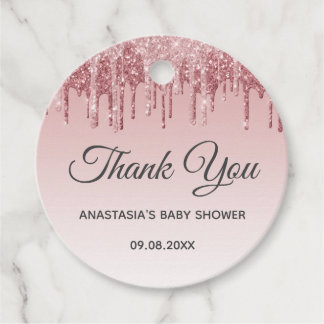 Etiquetas Para Recuerdos Glam Blush Rosa Dorado Brillante Gracias Baby Show