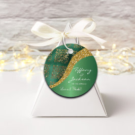 Etiquetas Para Recuerdos Glam Gold Purpurina Green Metallic Boda