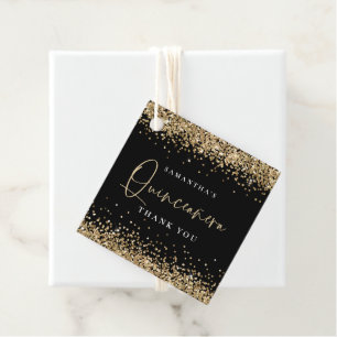 Etiquetas Para Recuerdos Glam Gold Purpurina Nombre Quinceañera Gracias Neg