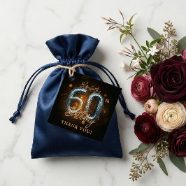 Etiquetas Para Recuerdos Glamorous Black Sparkly 60th Birthday Thank You