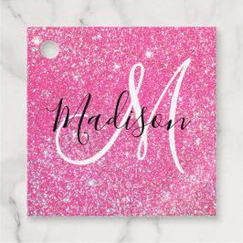 Etiquetas Para Recuerdos Glamour Femenino Brillo Rosa Brillante Monograma N
