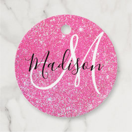 Etiquetas Para Recuerdos Glamour Femenino Rosa Brillante Purpurina Monogram