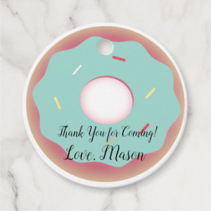 Etiquetas Para Recuerdos Glaseado Teal Donut Cumpleaños