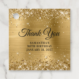 Etiquetas Para Recuerdos Glittery Gold Monograma Cumpleaños 90 Agradecimien