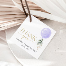 Globo morado, eucalipto, vegetación, Baby Shower