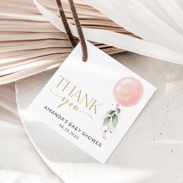 Etiquetas Para Recuerdos Globo rosa, eucalipto, vegetación, Baby Shower