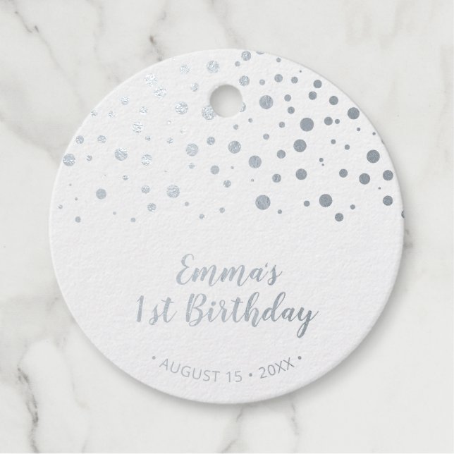 Etiquetas Para Recuerdos Globo rosado y plateado, Relieve metalizado de pri (Anverso)