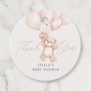 Etiquetas Para Recuerdos Globos de osito de peluche niña Gracias Baby Showe