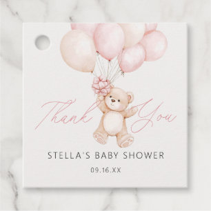 Etiquetas Para Recuerdos Globos de osito de peluche niña Gracias Baby Showe
