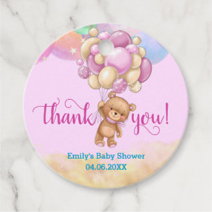 Etiquetas Para Recuerdos Globos de oso de peluche arco iris Gracias Baby Sh