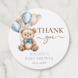 Etiquetas Para Recuerdos Globos de Oso de Teddy | Baby Shower Blue Boy