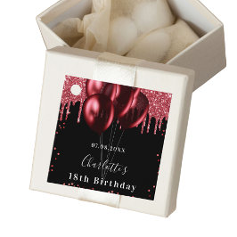 Etiquetas Para Recuerdos Globos de purpurina rojo negro de cumpleaños