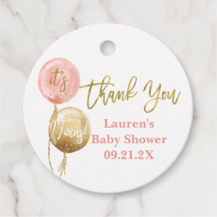 Etiquetas Para Recuerdos Globos rosas bebé ducha chicas gemelos favores eti