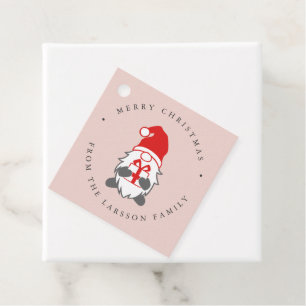 Etiquetas Para Recuerdos Gnome divertido con regalo de Navidad y Santa Hat