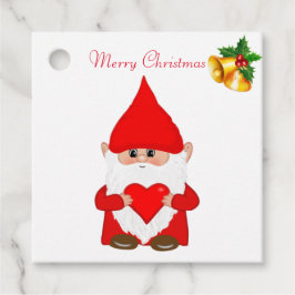Etiquetas Para Recuerdos Gnomo de Navidad adorable y campanas de Navidad