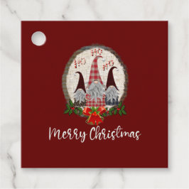 Etiquetas Para Recuerdos Gnomos Feliz Navidad Rojo, Rústico, Cuadros, Moder